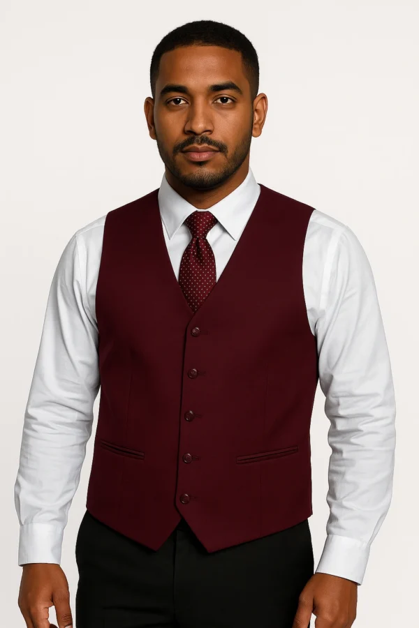 Gilet serveur homme bordeaux élégant
